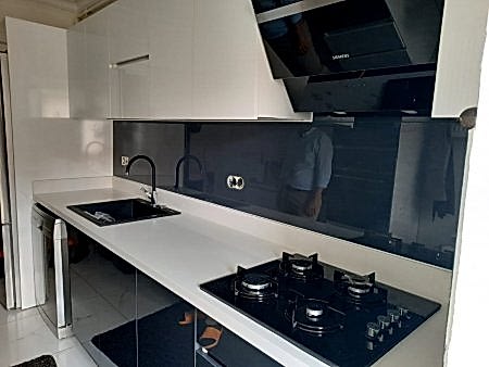 Siyah, beyaz ,mutfaklar, en iyi ,cam panel